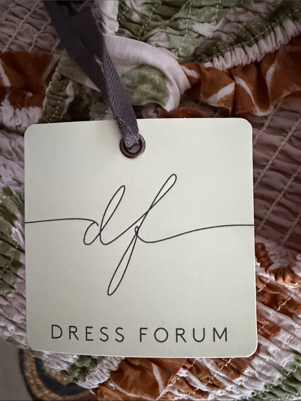 Dress Forum Printed Smocked Maxi Dress in Cream, Olive & Rust - Picture 2 of 10